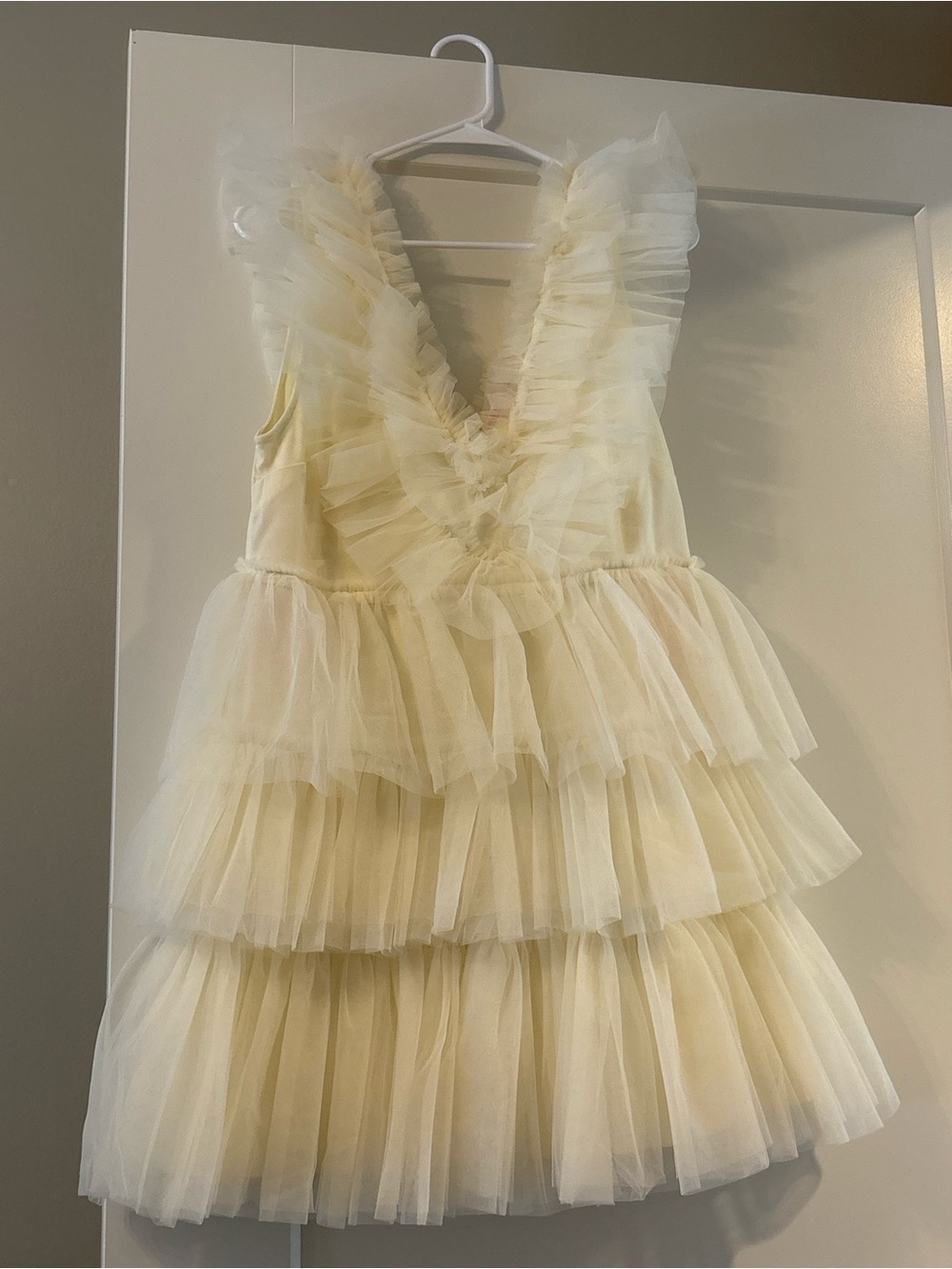 Betsey Johnson Tiered Tulle Mini Dress in Cream | Size XL | Worn Twice